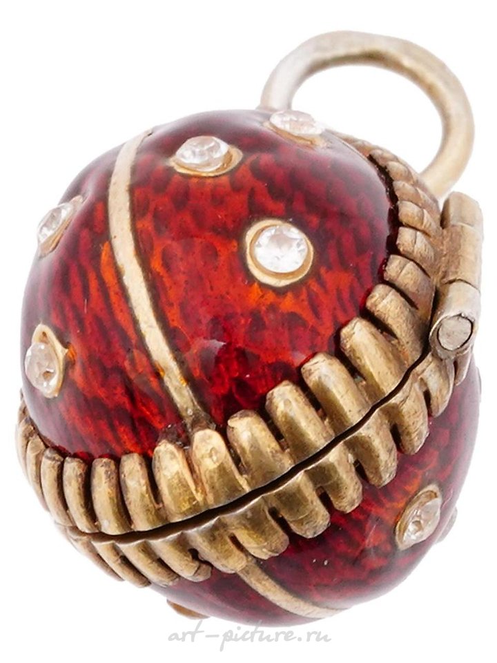 Russian silver , RUSSIAN GILT SILVER GEMSTONE EGG LOCKET PENDANT