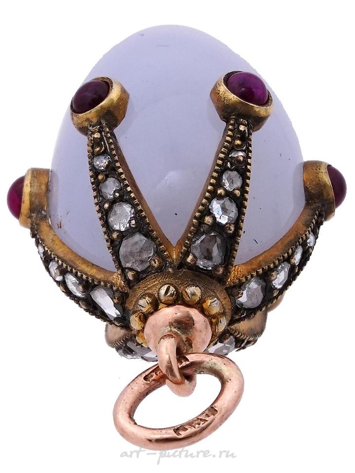 俄罗斯银 , 14k俄罗斯玫瑰金钻石复活节彩蛋吊坠