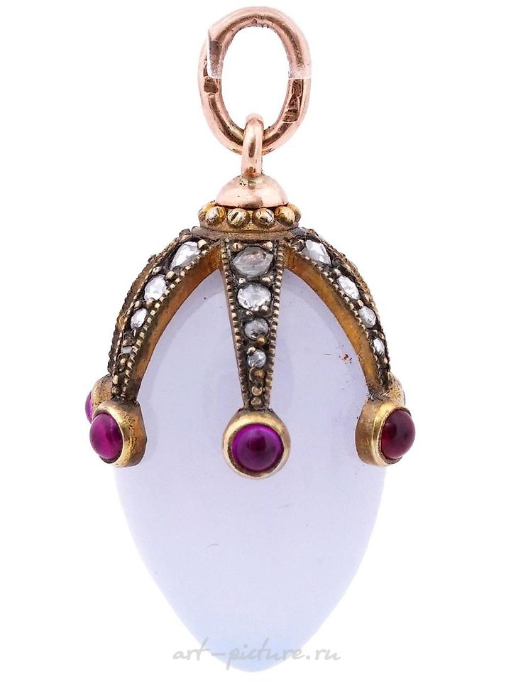 俄罗斯银 , 14k俄罗斯玫瑰金钻石复活节彩蛋吊坠