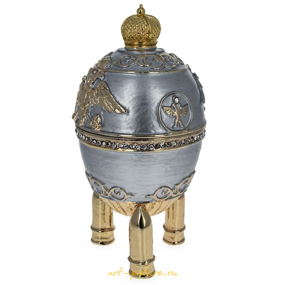 俄罗斯银 , 皇家俄罗斯军事小装饰品，珠宝盒，蛋