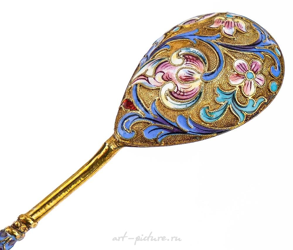 Russian silver , Russian Silver & Enamel Spoon