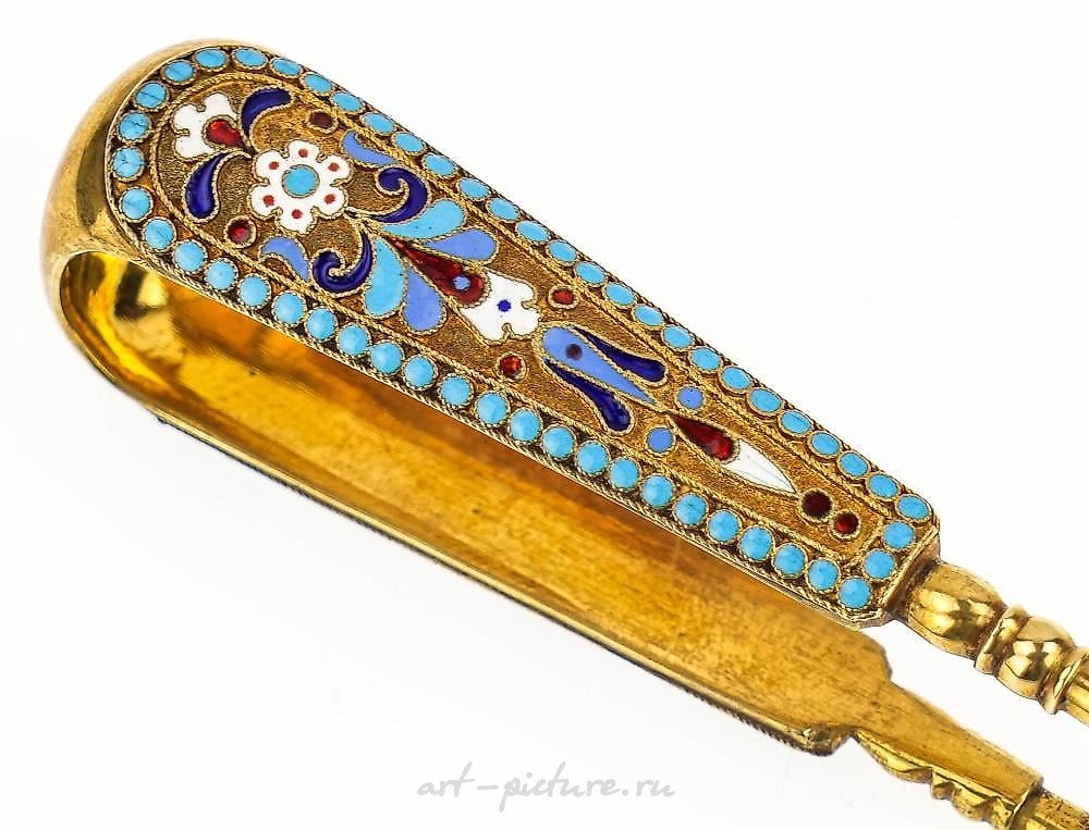 Russian silver , Russian Silver & Enamel Tongs