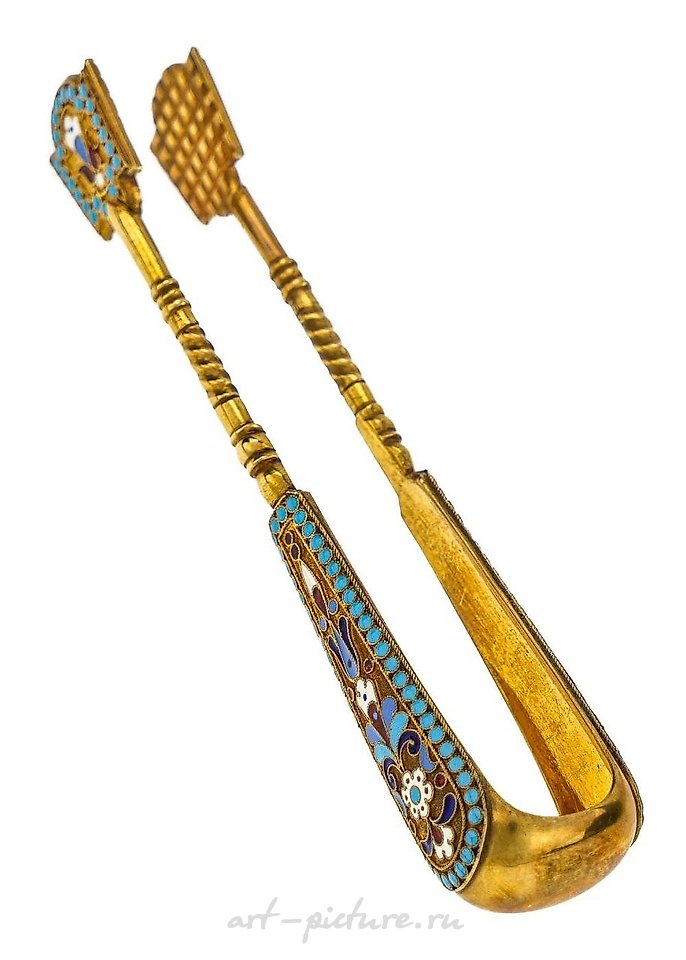 Russian silver , Russian Silver & Enamel Tongs