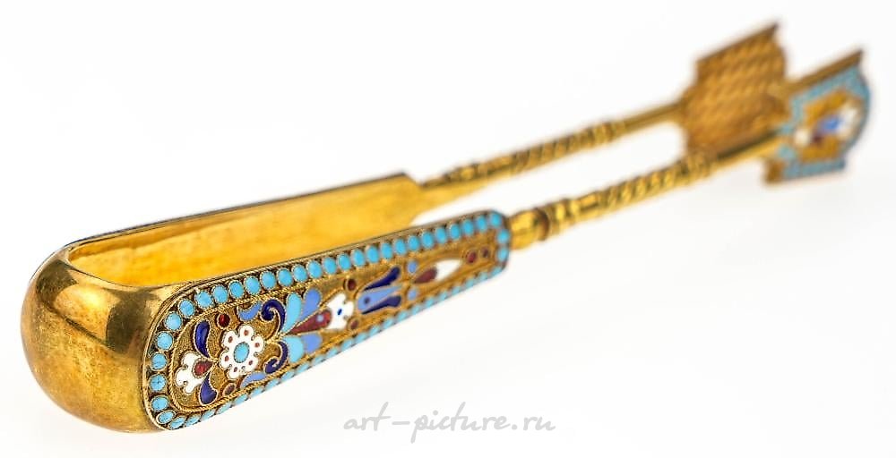 Russian silver , Russian Silver & Enamel Tongs