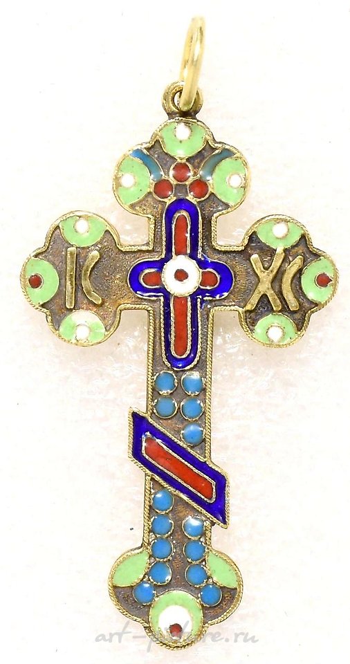 俄罗斯银 , 俄罗斯银十字架，带有珐琅。- 20世纪，俄罗斯。