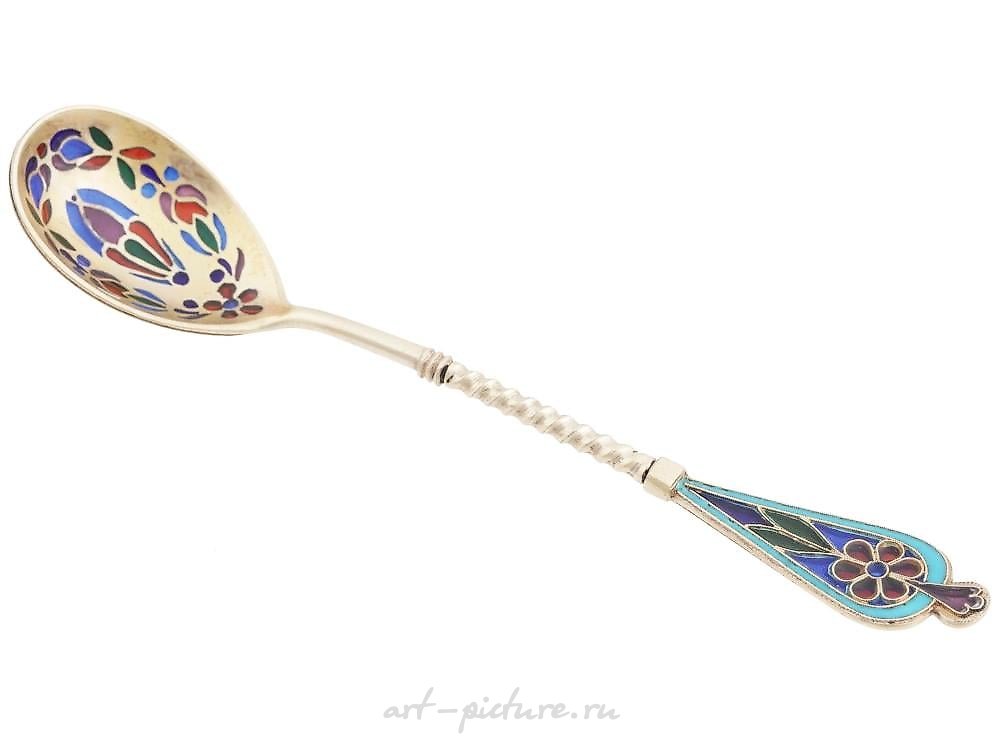 俄罗斯银 , 带有镀金和珐琅的俄罗斯皇家银茶匙