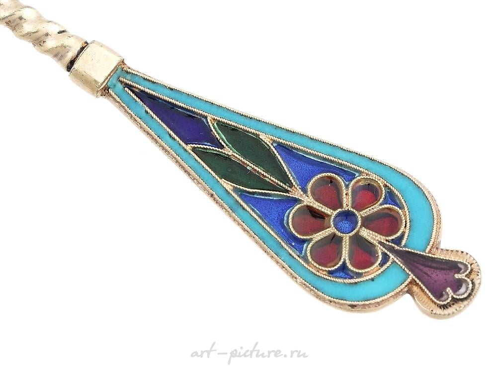 俄罗斯银 , 带有镀金和珐琅的俄罗斯皇家银茶匙