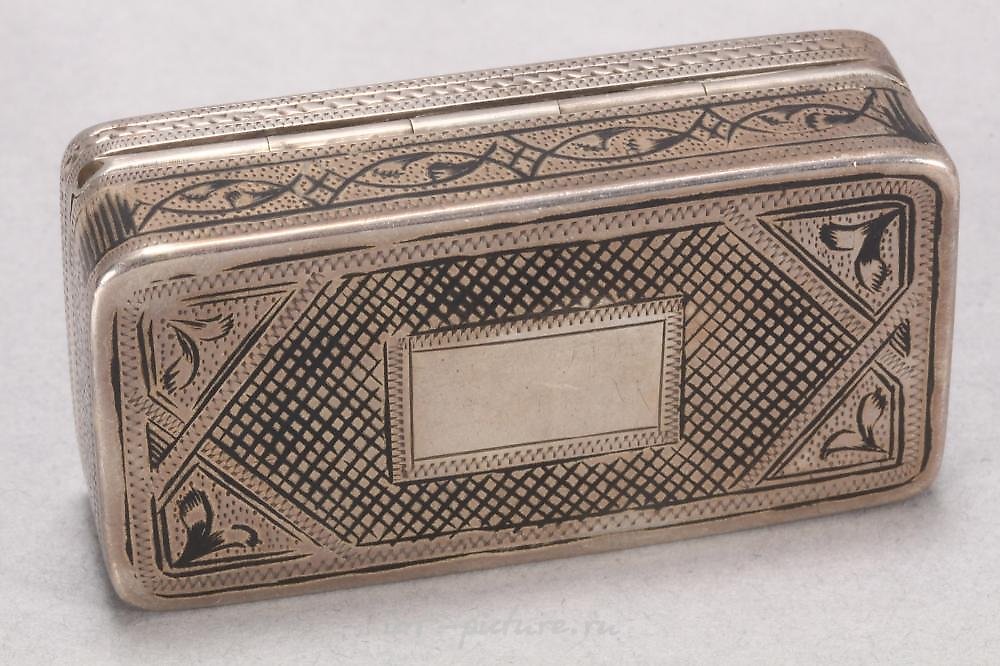 Русское серебро , Русская серебряная и ниелловая табакерка 19 века