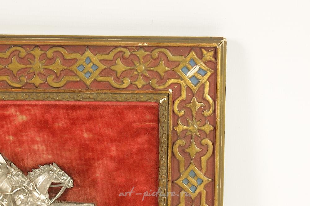 Русское серебро , Поздний 19-й век. Русская серебряная плакетка с изображением казаков