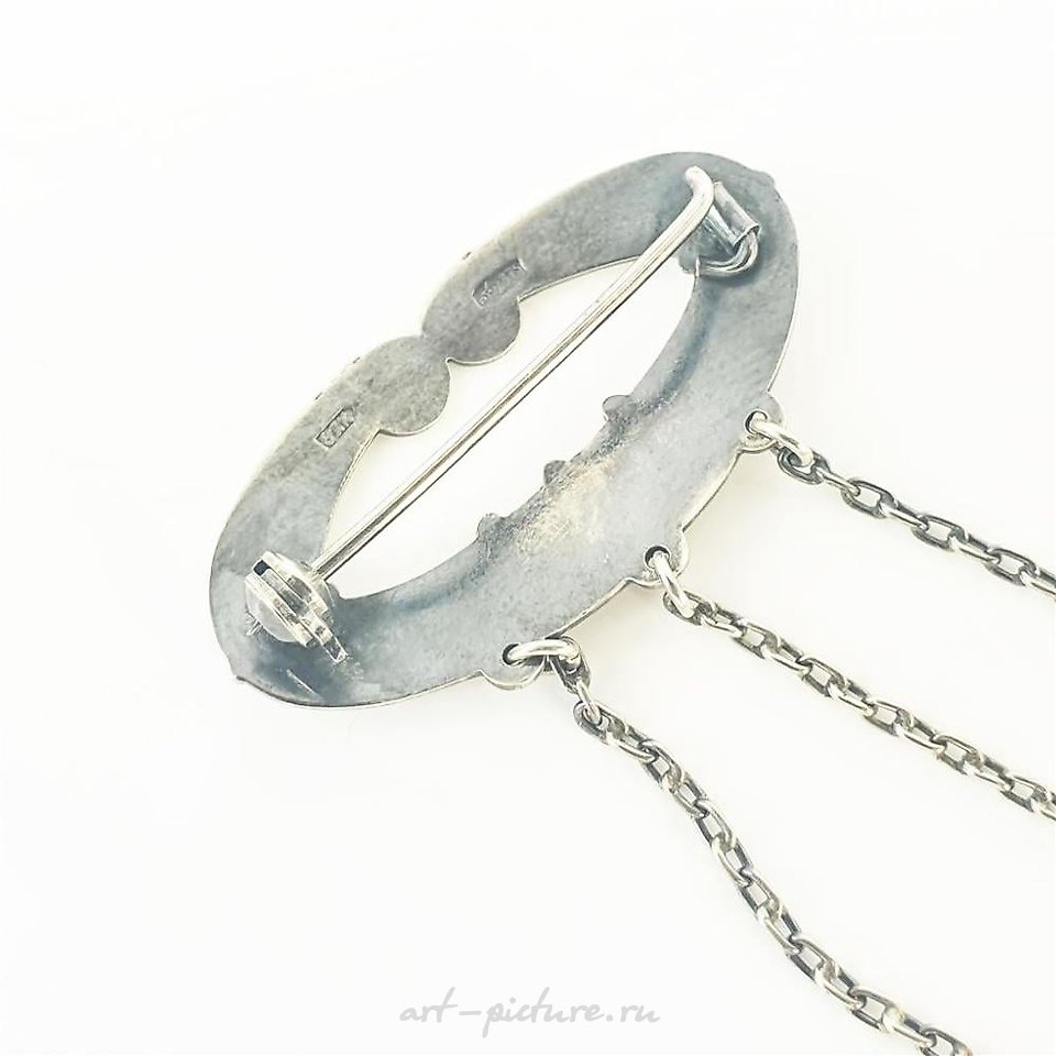 Russian silver , A VINTAGE RUSSIAN STERLING SILVER AND AMBER DOUBLE LAPEL BRO...