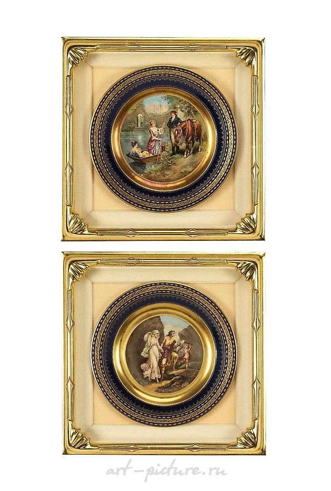 Royal Vienna Porcelain , (2) Signed, framed Royal Vienna plates