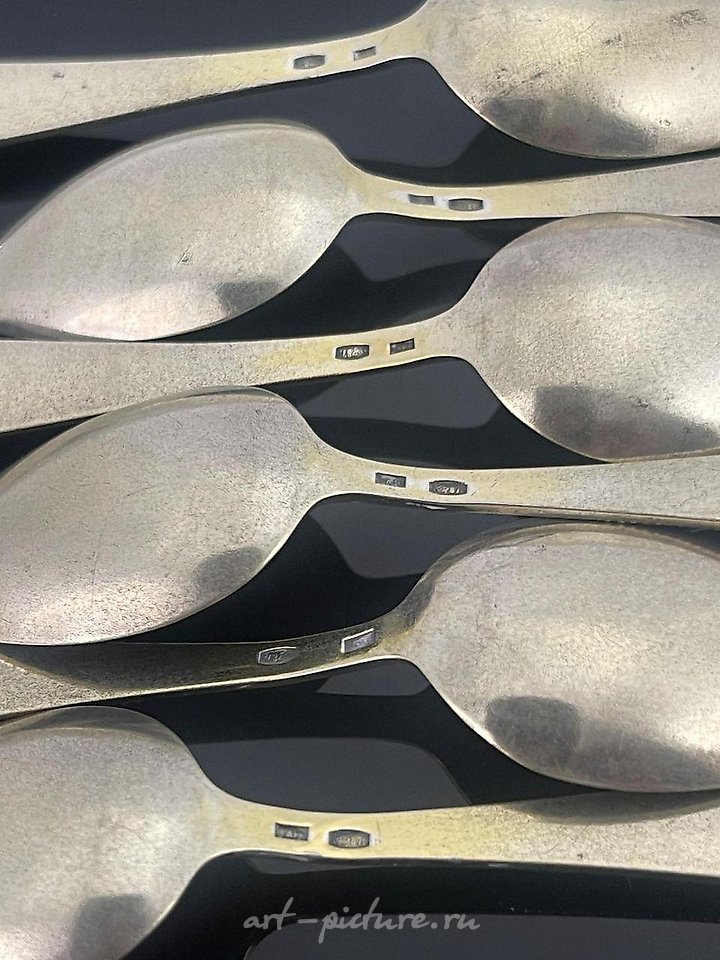 俄罗斯银 , 六件苏联俄罗斯银茶匙套装