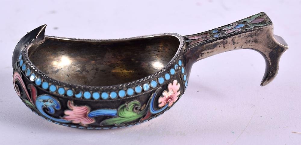 Russian silver , A late 19th century Russian 84 Zolotnik silver and cloisonne...