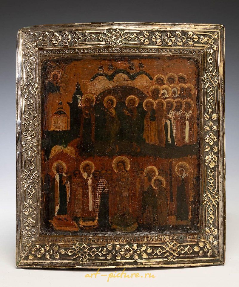 Russian silver , Russian icon of the 19th century. "The Protection of the Mother of God"