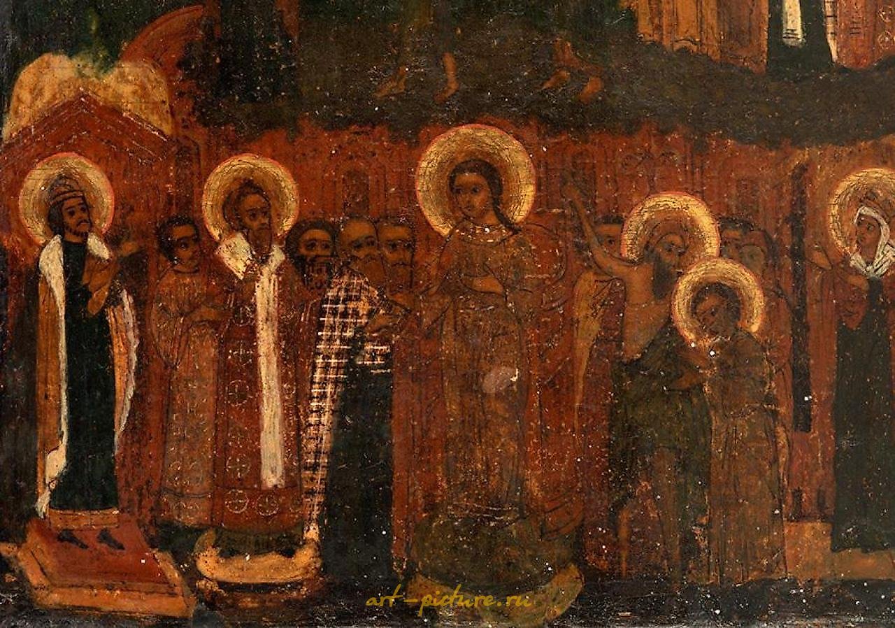 Russian silver , Russian icon of the 19th century. "The Protection of the Mother of God"