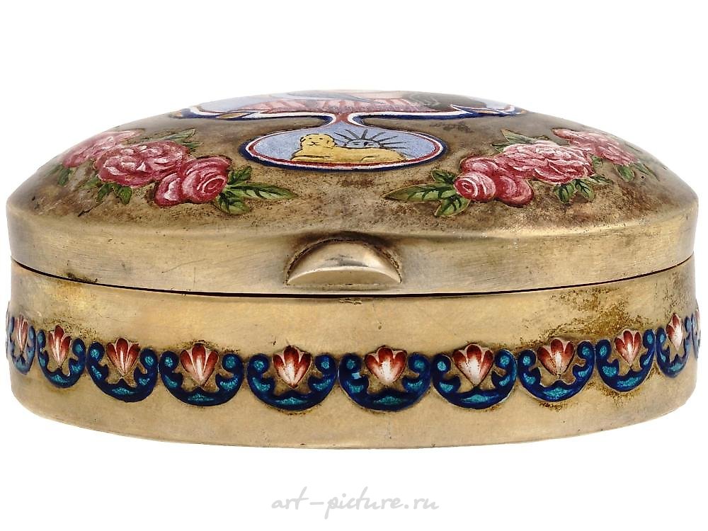 Russian silver , RUSSIAN 88 GILT SILVER WOMAN PORTRAIT ENAMEL BOX