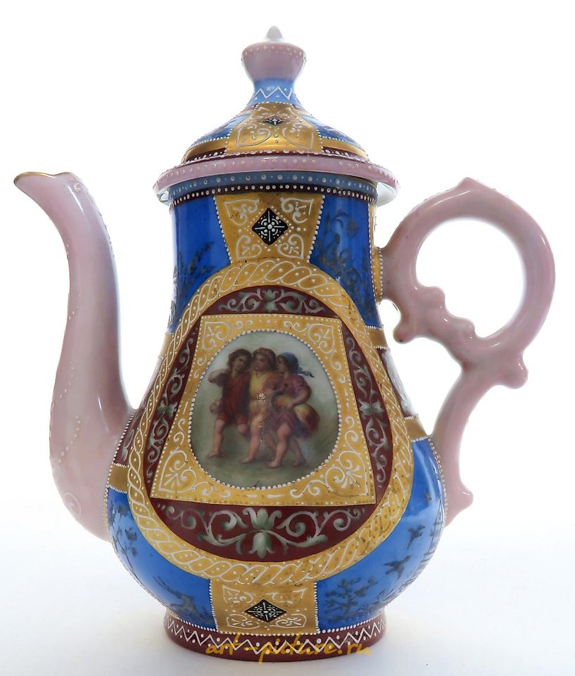 Royal Vienna Porcelain , FINE ROYAL VIENNA STYLE PORCELAIN TEA SET, 19TH C.