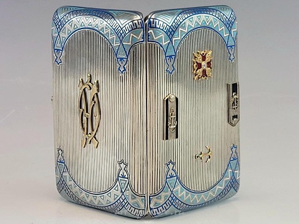 Russian silver , ANTIQUE RUSSIAN SILVER GOLD GEMSTONES CIGARETTE CASE