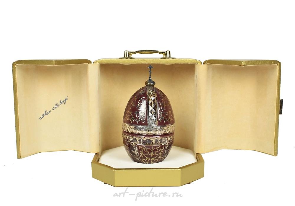 Russian silver , THEO FABERGE CRYSTAL & STERLING EGG, ST. VLADIMIR