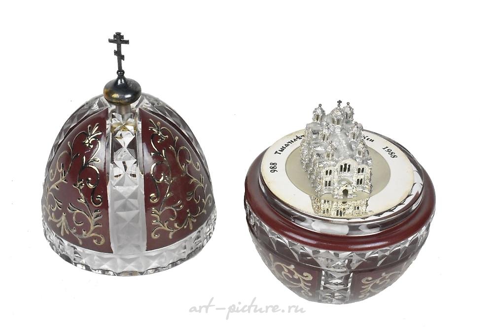 Russian silver , THEO FABERGE CRYSTAL & STERLING EGG, ST. VLADIMIR