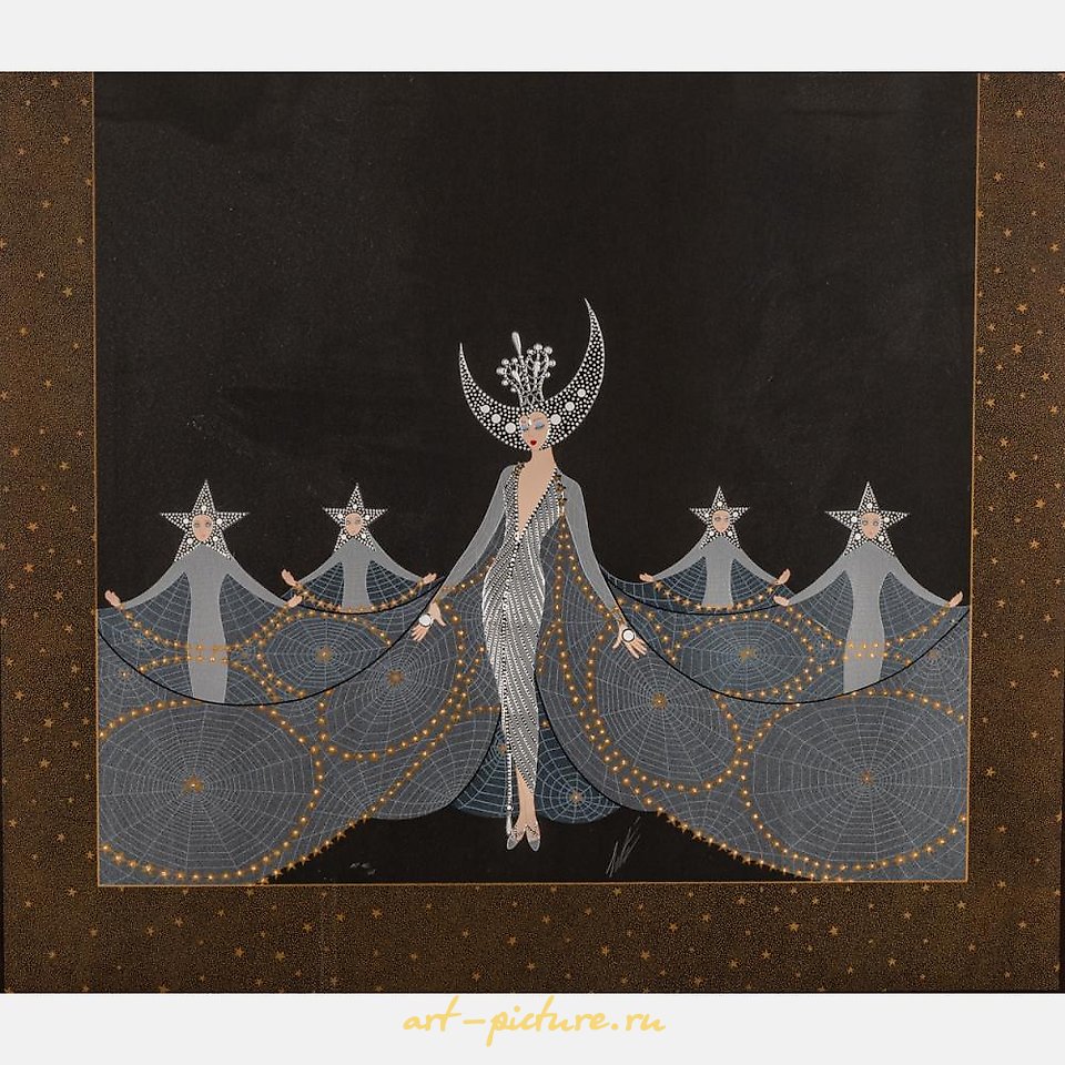 俄罗斯银 , 夜之女王，银色和金色箔的丝网印刷品