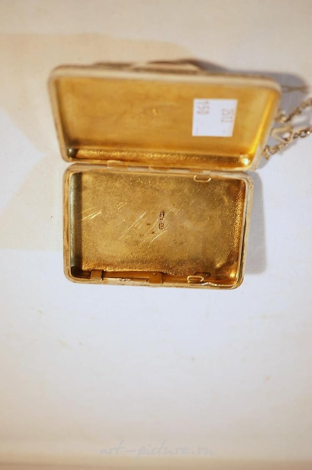 Русское серебро , Антикварная русская серебряная сумочка для дам с ниелло на цепочке