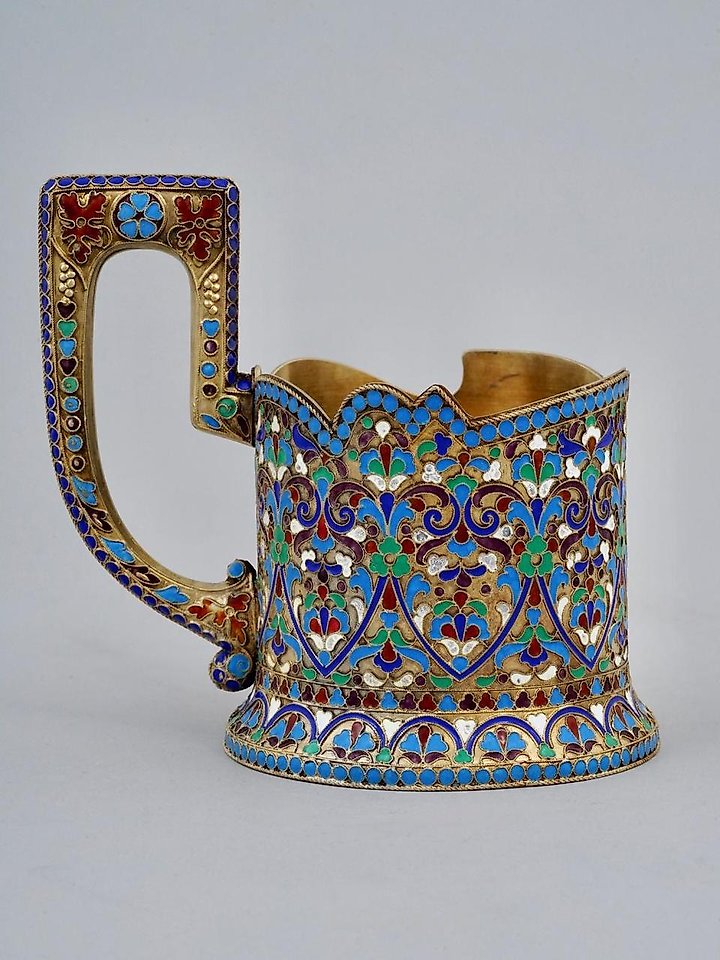 Russian silver , A RUSSIAN SILVER AND CLOISONNE ENAMEL BELT, CIRCA 1900S.