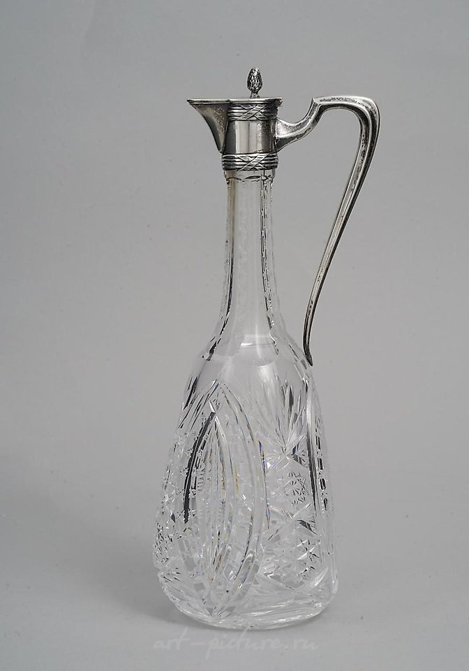 Russian silver , A 19th century Russian cut-glass silver-mounted decanter