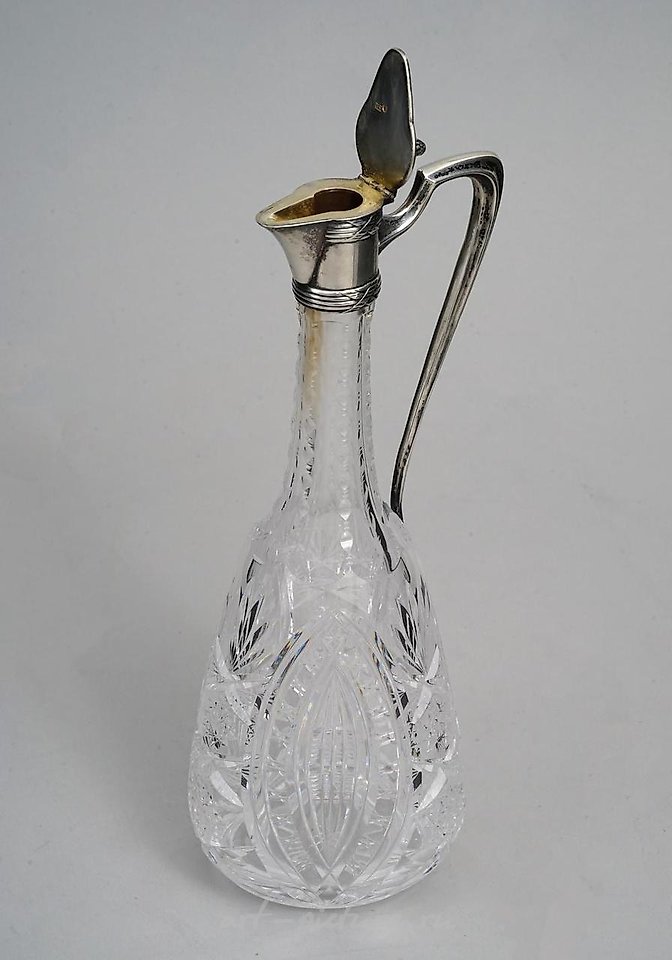 Russian silver , A 19th century Russian cut-glass silver-mounted decanter