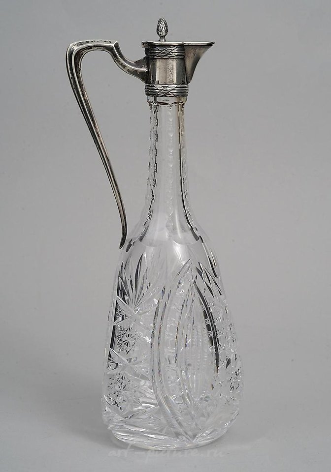 Russian silver , A 19th century Russian cut-glass silver-mounted decanter