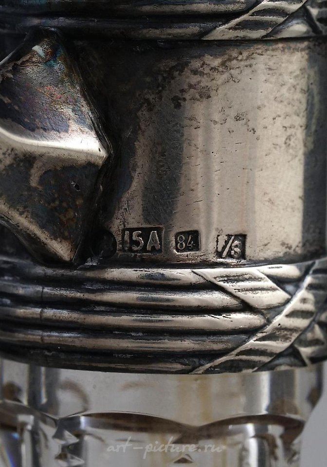 Russian silver , A 19th century Russian cut-glass silver-mounted decanter