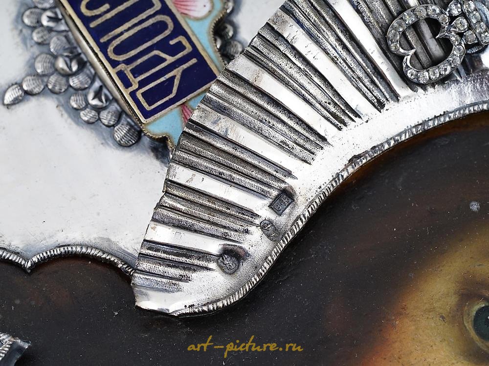 Russian silver , A RUSSIAN ICON OF CHRIST PANTOKRATOR IN SILVER OKLAD, 1833