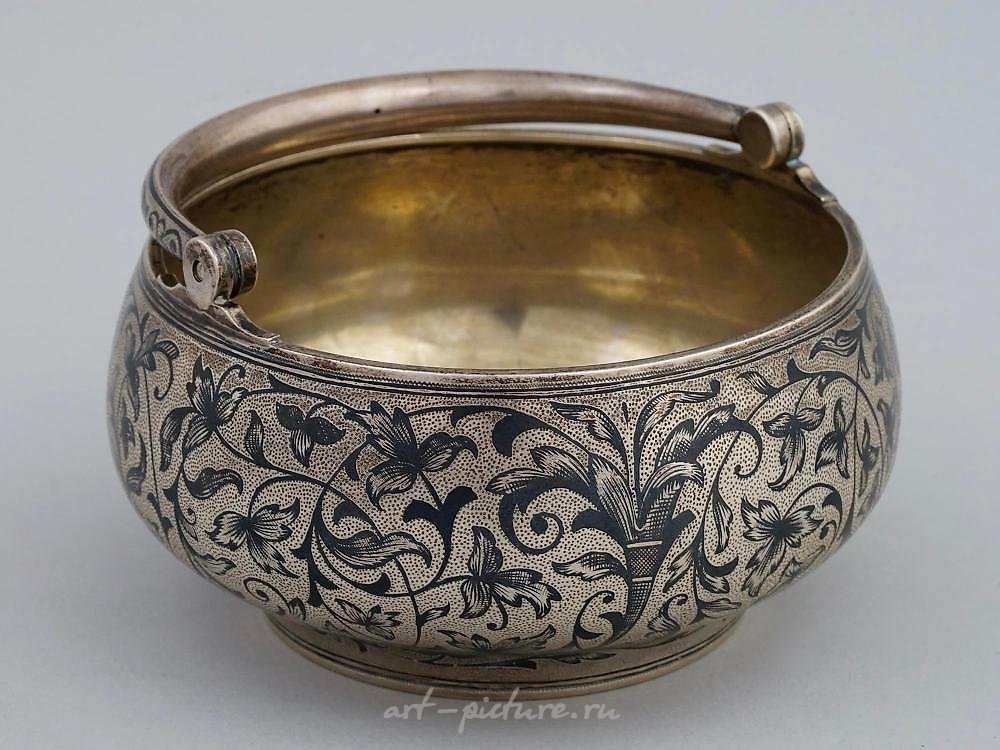 Russian silver , A RUSSIAN SILVER AND NIELLO SUGAR BOWL BY IVAN SALTYKOV