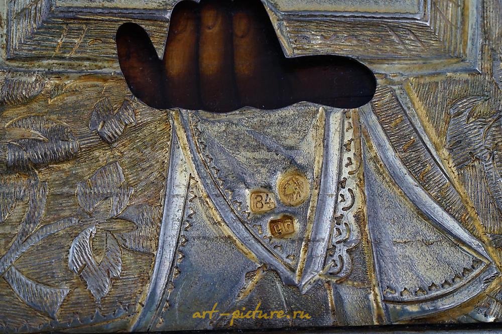 Russian silver , A RUSSIAN ICON OF CHRIST PANTOCRATOR IN SILVER RIZA, 19TH CE...