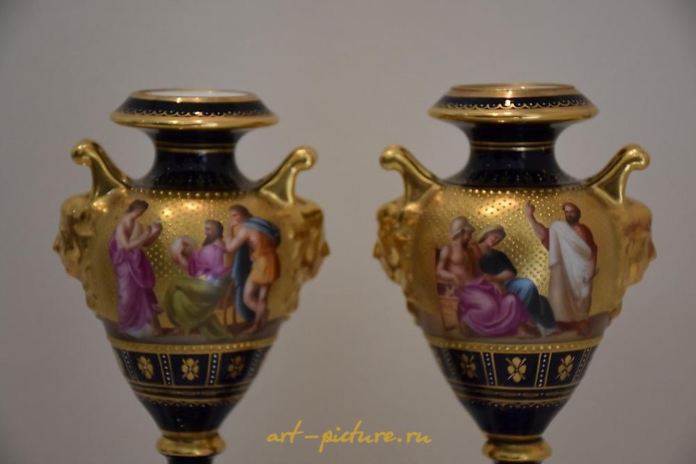 Royal Vienna Porcelain , A superb pair of 19th century Royal Vienna two handled vases...