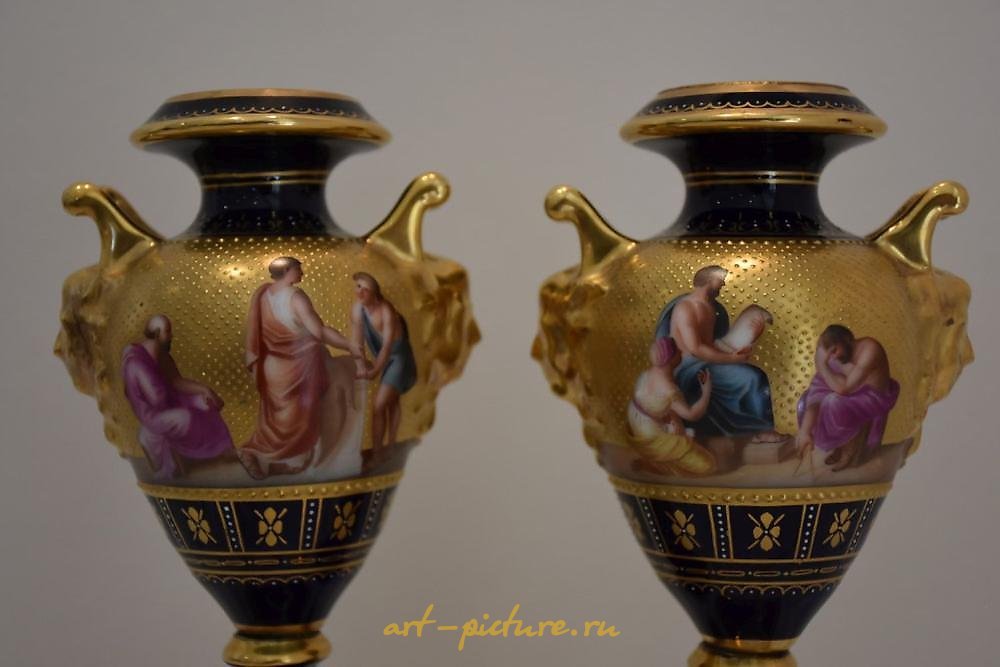 Royal Vienna Porcelain , A superb pair of 19th century Royal Vienna two handled vases...