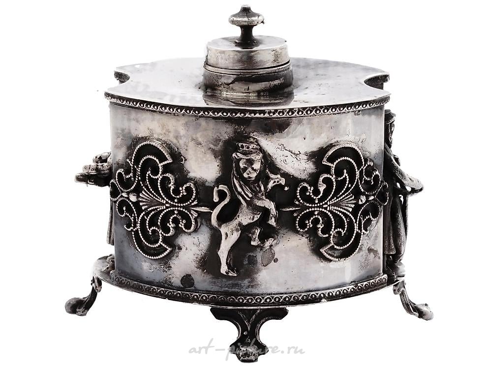 Russian silver , RARE 84 SILVER JUDAICA RUSSIAN IMPERIAL INKWELL