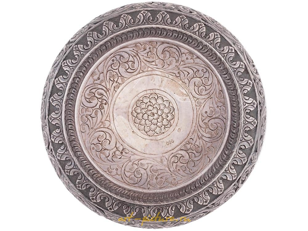 Русское серебро , Антикварная русская еврейская ручная выгравированная серебряная водная чаша