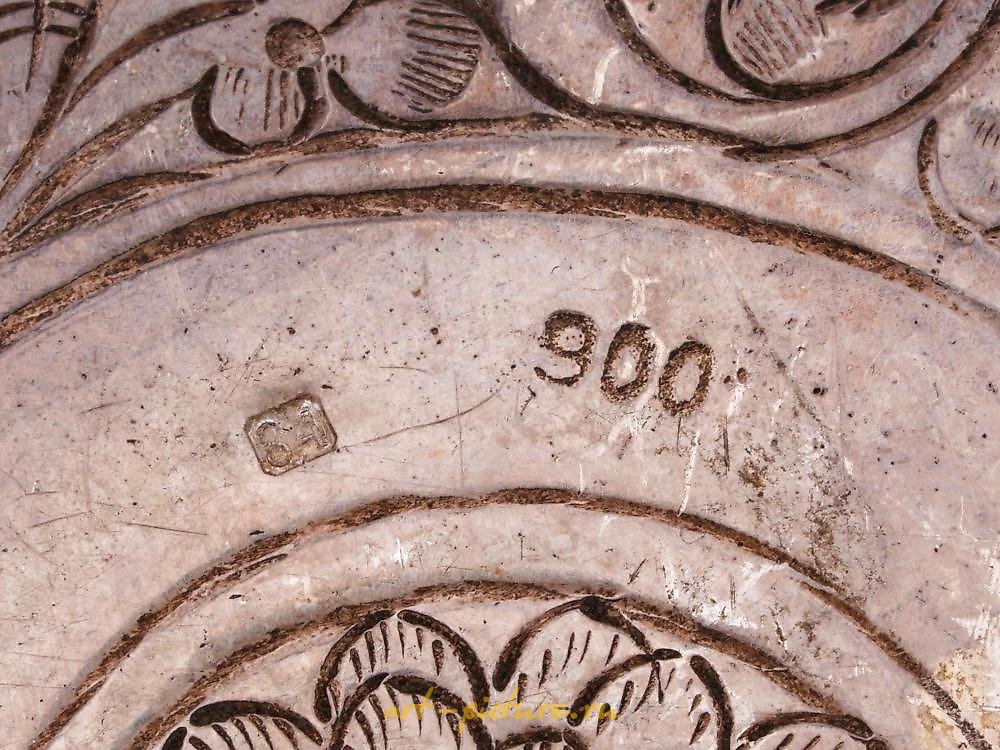 Русское серебро , Антикварная русская еврейская ручная выгравированная серебряная водная чаша