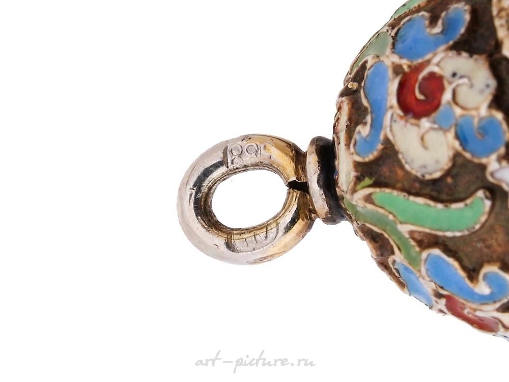 Russian silver , RUSSIAN GILT SILVER CLOISONNE ENAMEL EGG PENDANT
