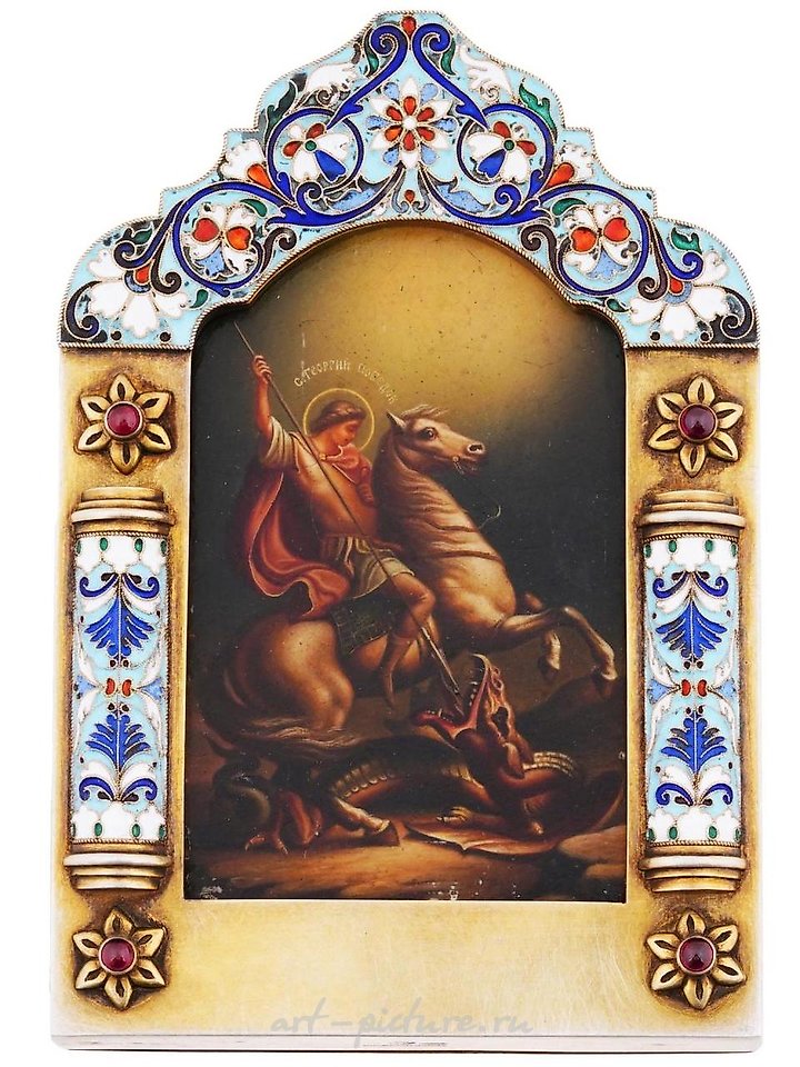 Russian silver , RUSSIAN 84 SILVER AND ENAMEL ICON OF SAINT VLADIMIR
