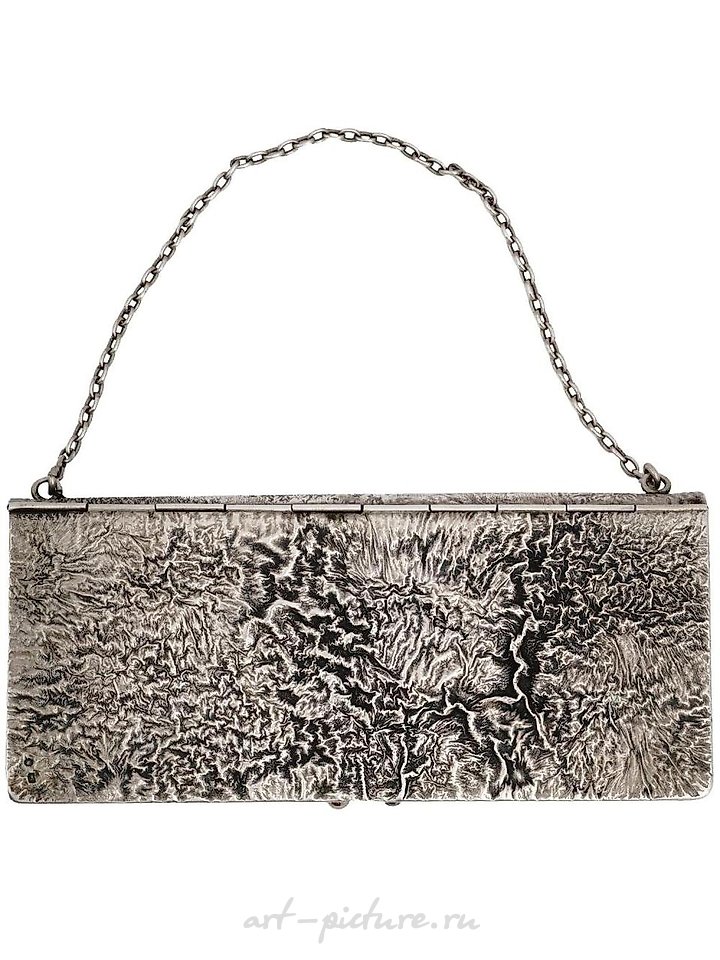 俄罗斯银 , 美丽的俄罗斯银财务包或手拿包，配有长链手柄。