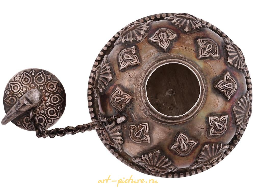 俄罗斯银 , 古董俄罗斯银色墨水器，手工制作，来自布哈拉。