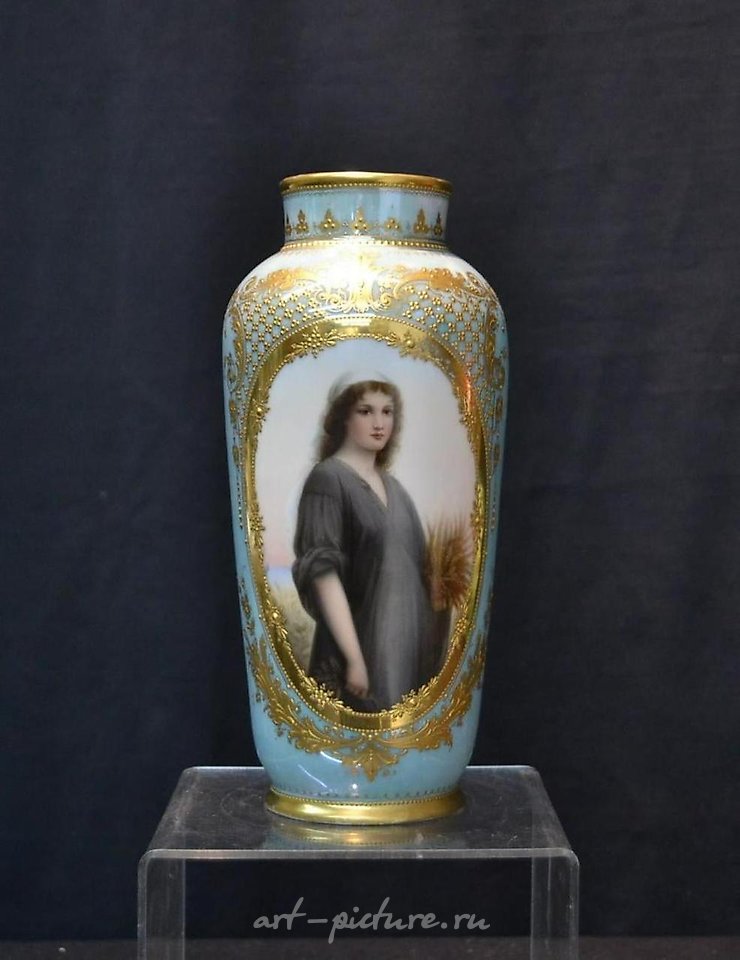 Royal Vienna Porcelain , 19th C. Royal Vienna "Ruth" Porcelain Vase