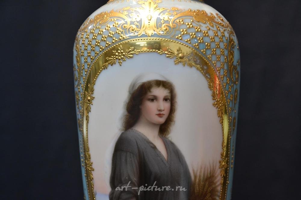 Royal Vienna Porcelain , 19th C. Royal Vienna "Ruth" Porcelain Vase