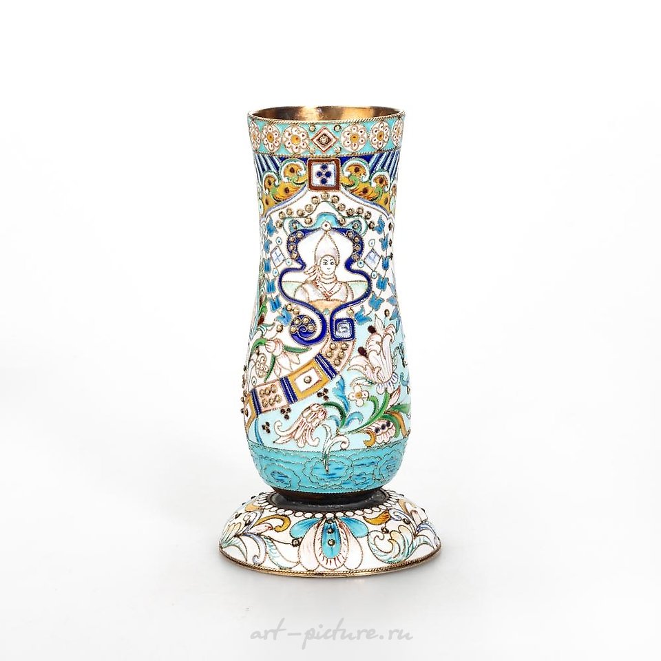Russian silver , A RUSSIAN SILVER AND CLOISONNE ENAMEL VASE
