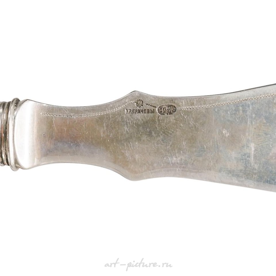 俄罗斯银 , 古董俄罗斯银鱼套装，出自格拉切夫兄弟。