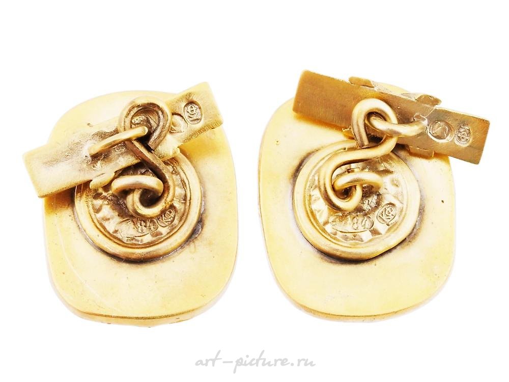 Russian silver , RUSSIAN GILT SILVER ENAMEL NICHOLAS II CUFFLINKS