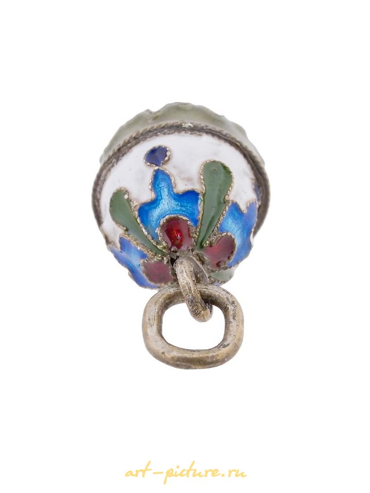 Русское серебро , Русская серебряная подвеска в форме яйца с позолотой и эмалью