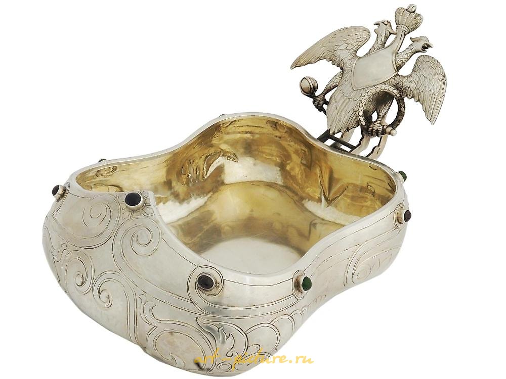 俄罗斯银 , 俄罗斯银质铲子，84品质，镶有宝石。